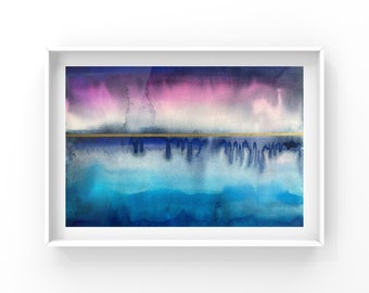 Original Abstract Seascape Watercolour Painting by Love Vassi, perfect as an affordable present