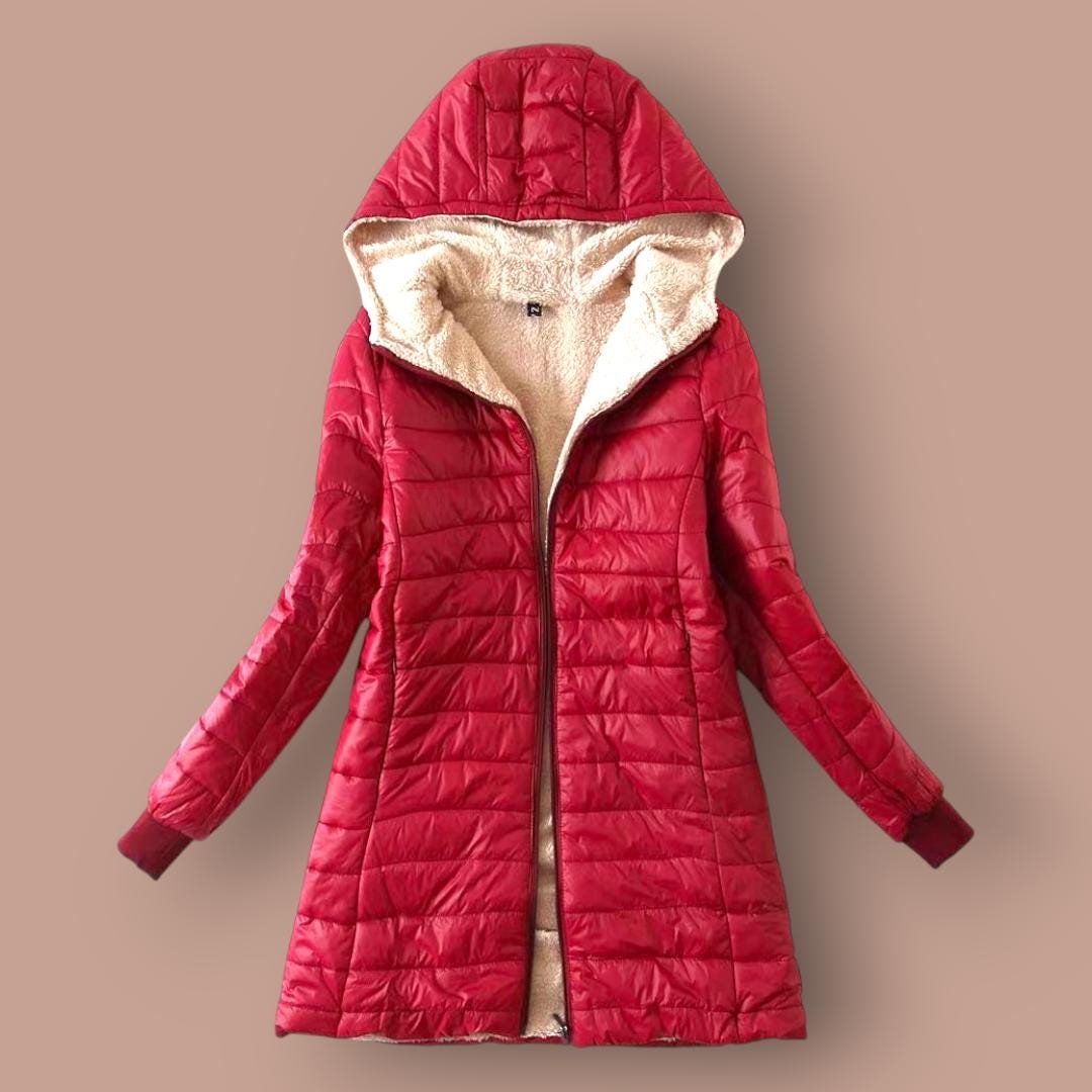 Cotton Mid Length Hooded Winter Warm Fleece Coat