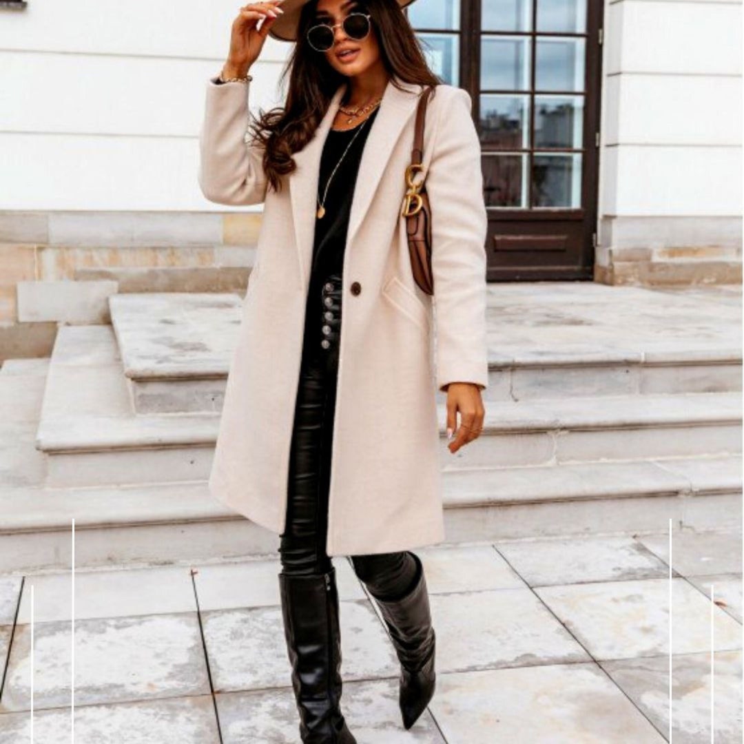 Women Lapel Slim Mid-length Overcoat Trench Coat Winter - Etsy