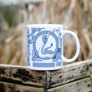 Character Coffee Mug | 11oz Coffee Mug | Nerdy Gift Idea | Blue Willow Inspired | Pokemon Gift | Dragonair Dragonite Mug | Clefairy Clefable