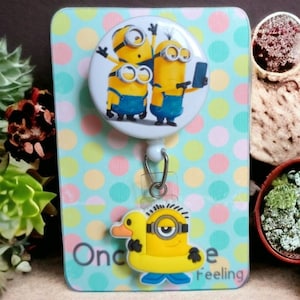 Minion Badge Reel Retractable Nurse Work Badge Reel, Despicable Me / Bob, Stuart, Kevin. 3D Name ID Holder