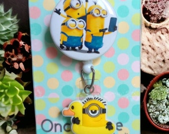 Minion Badge Reel Retractable Nurse Work Badge Reel, Despicable Me / Bob, Stuart, Kevin. 3D Name ID Holder