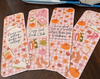 Marcapáginas de otoño con hojas que caen: Marcapáginas de otoño, regalos para clubes de lectura, regalos para lectores, pequeños obsequios