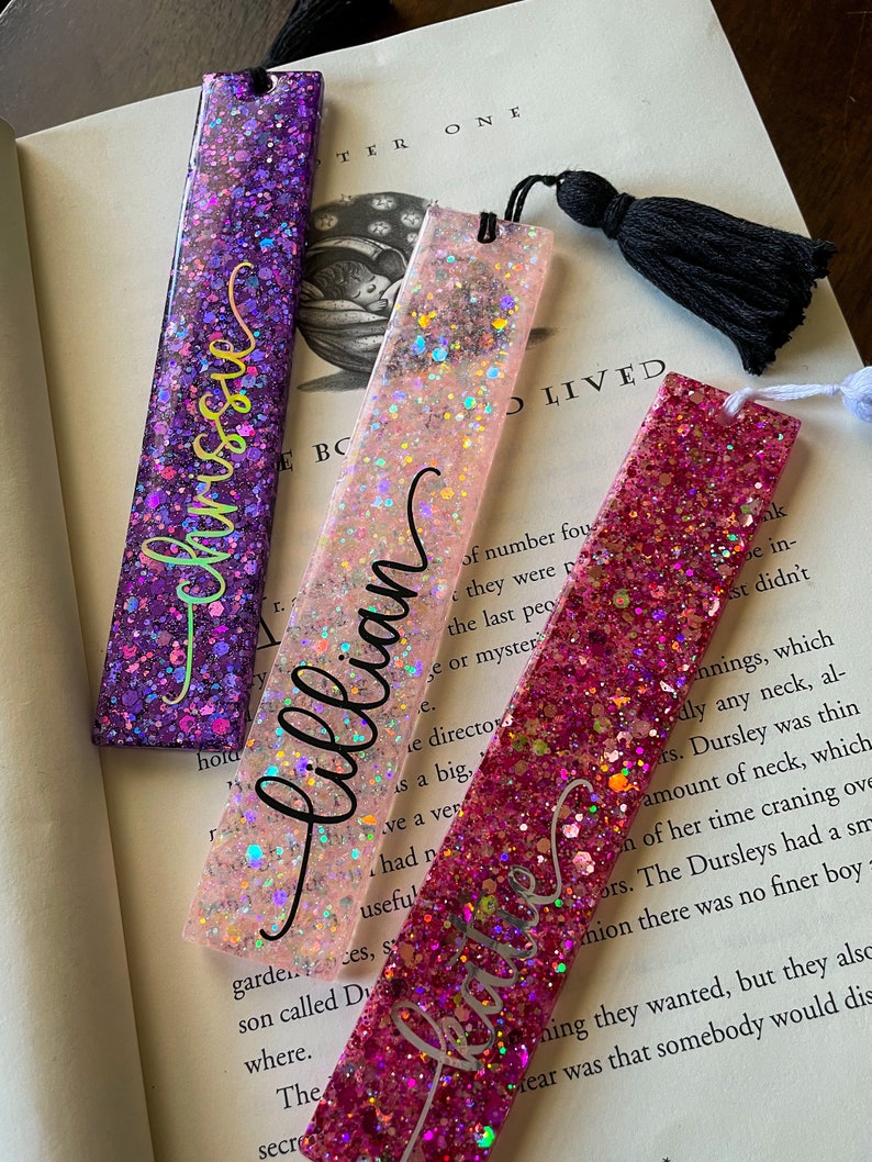 Personalized Glitter Bookmarks read Description Etsy