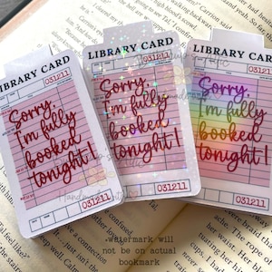 Library Card Magnetic Bookmark: Fully booked, Laminated, Holographic, Gifts for readers, Book Club gifts image 2