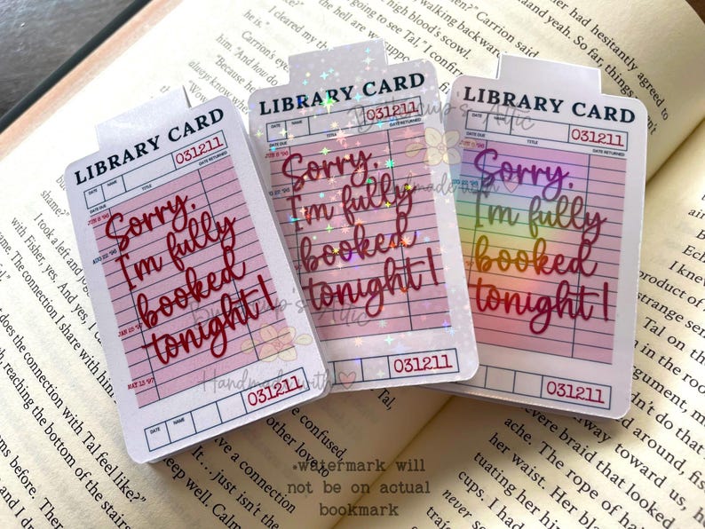 Library Card Magnetic Bookmark: Fully booked, Laminated, Holographic, Gifts for readers, Book Club gifts image 2