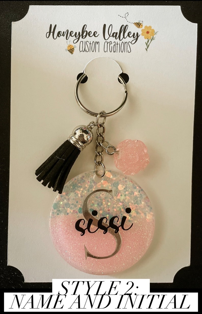 Personalized Glitter Keychains read Description Etsy