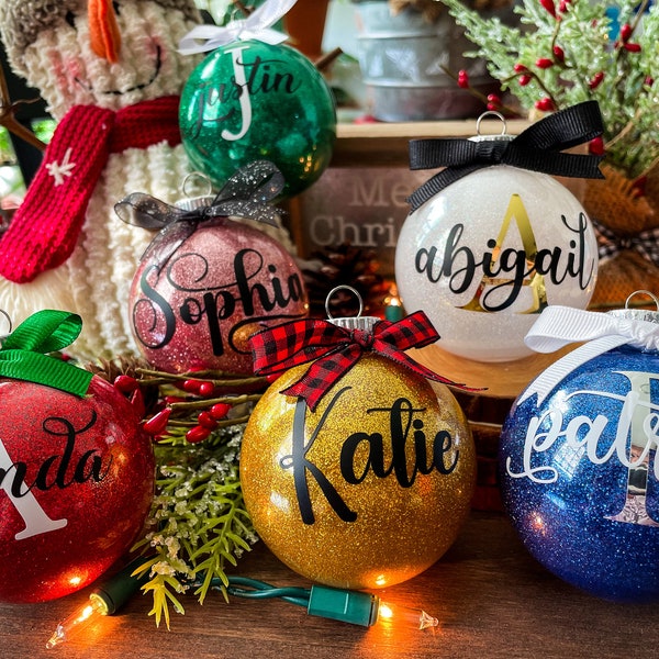 Personalized Glitter Christmas Ornaments-Read description