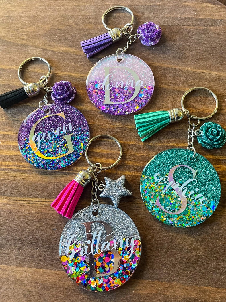 Personalized Glitter Keychains read Description Etsy