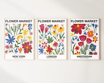Flower Market Set of 3 Prints, Colorful wall art, Wildflower Wall Art,  Printable Art, Printable Posters, House Gifts, Holiday Decor