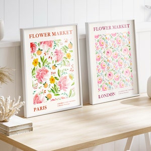 Flower Market Print, Botanical Prints, Floral Prints, Printable Wall Art, Flower Wall Art, Digital Art Print, Flower Poster London