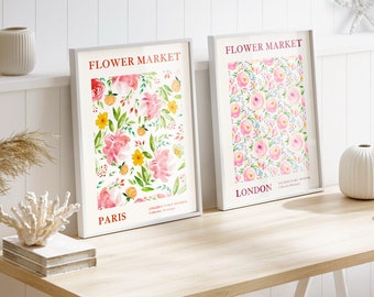 Impressão de mercado de flores, impressões botânicas, impressões florais, arte de parede imprimível, arte de parede de flores, impressão de arte digital, pôster de flores em Londres