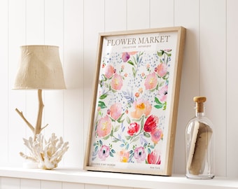 Colorful Wildflower Print, Watercolor Flowers, Printable Flower Wall Art, Digital Download, Flower Market Poster, Boho Flower Prints