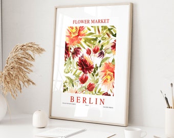 Impressões de flores silvestres, flores em aquarela, arte de parede de flores para impressão, download digital, pôster do mercado de flores, estampas de flores Boho, Berlim