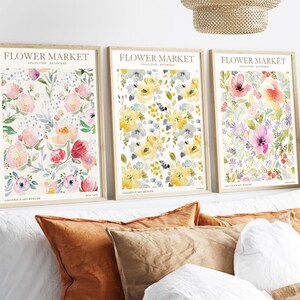 Colorful Wildflower Art Set Of 3, Watercolor Flowers, Flower Market Poster, Boho Flower Prints, Digital Download PRINTABLE Floral Prints