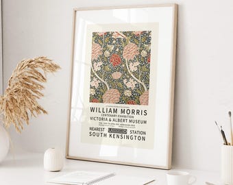 Set of 3 William Morris Textile Wall Decor, Digital Download, Botanical Floral Wall Art,  , Vintage Textile Design, Custom Sizes