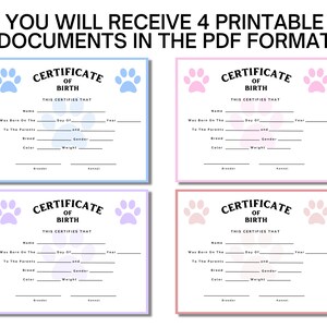 Puppy Birth Certificate Printable, Birth Certificate for a Male or ...