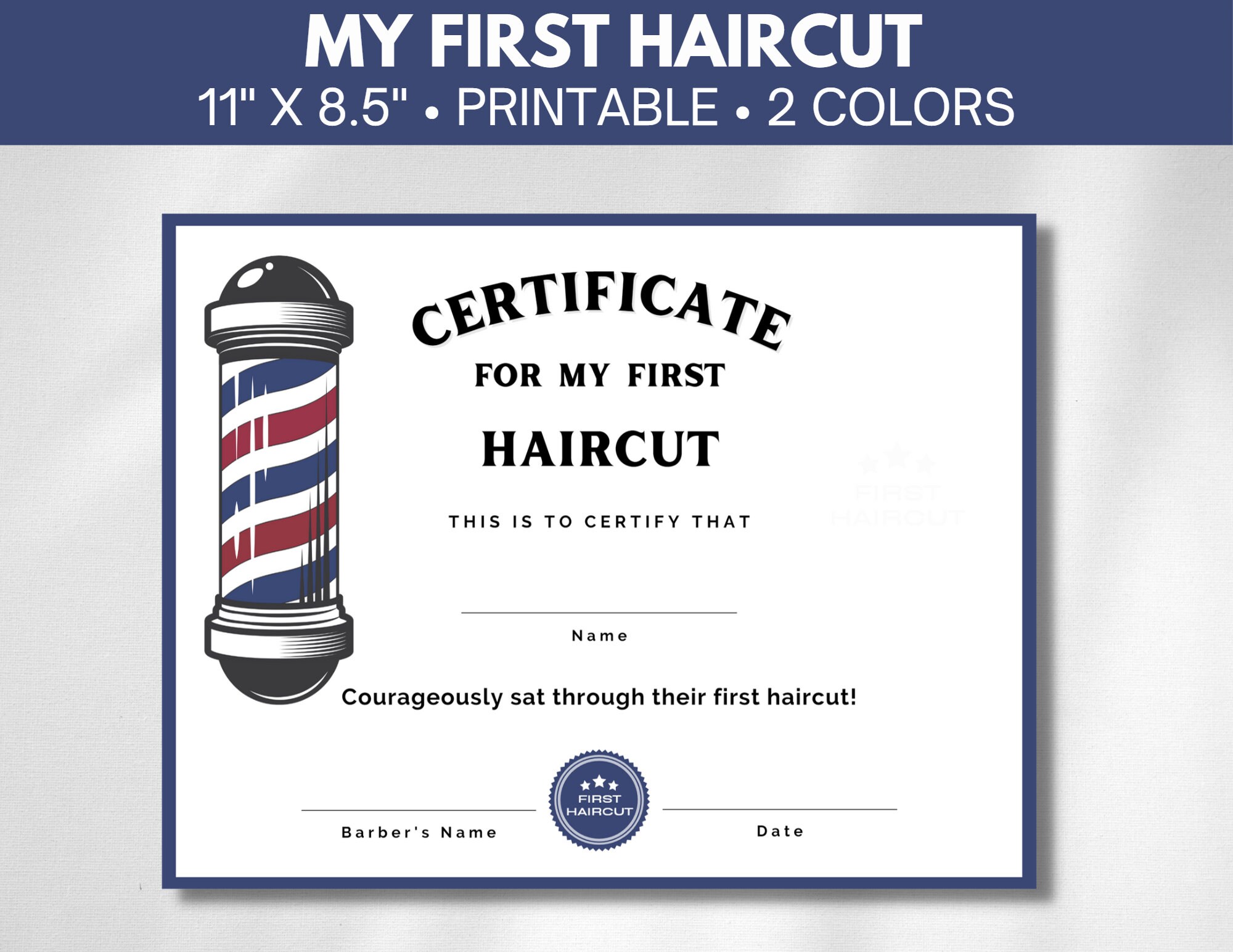 My First Haircut Certificate Printable First Haircut Barber Shop