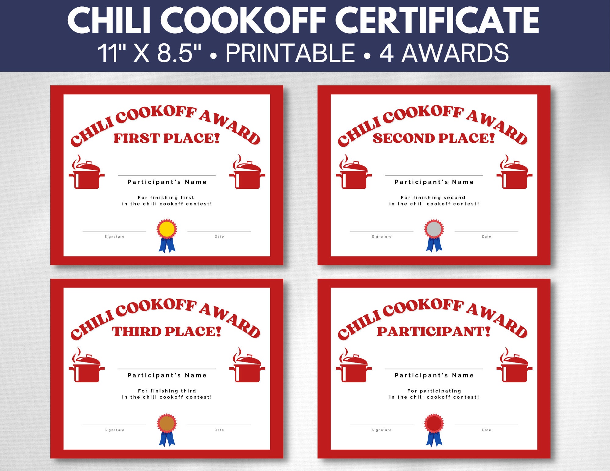 Chili Cookoff Certificate Printable Chili Cookoff Award Etsy Chili Cookoff Certificate Printable Chili Cookoff Award Etsy