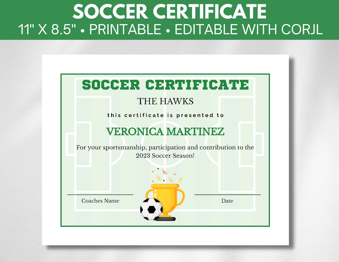 Image 7 for Soccer Award Certificate Template