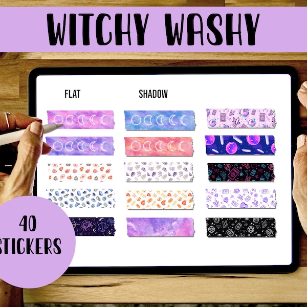 Witchy Washi Digital Sticker Set ⎮ Instant Digital Download ⎮ Planner Stickers ⎮Printable Stickers ⎮ Astrology Moon Zodiac Planner Stickers