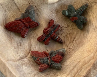 Bloodstone Crystal Carvings: Butterfly or Dragonfly