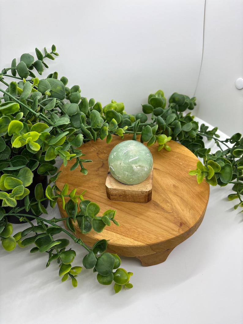 Green Prehnite Crystal Sphere: Libra Zodiac, Earth Element image 9