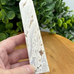 Snow Agate Tower: White Druzy Crystal Obelisk, Calming Reiki Gift image 10