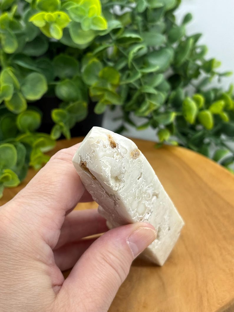 Snow Agate Tower: White Druzy Crystal Obelisk, Calming Reiki Gift image 3
