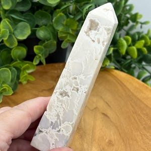 Snow Agate Tower: White Druzy Crystal Obelisk, Calming Reiki Gift B