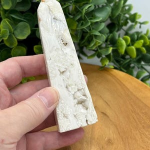 Snow Agate Tower: White Druzy Crystal Obelisk, Calming Reiki Gift image 7