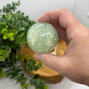 Green Prehnite Crystal Sphere: Libra Zodiac, Earth Element image 2