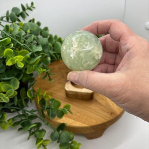 Green Prehnite Crystal Sphere: Libra Zodiac, Earth Element image 5