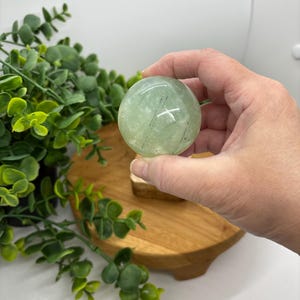 Green Prehnite Crystal Sphere: Libra Zodiac, Earth Element A