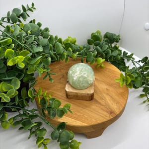 Green Prehnite Crystal Sphere: Libra Zodiac, Earth Element image 10