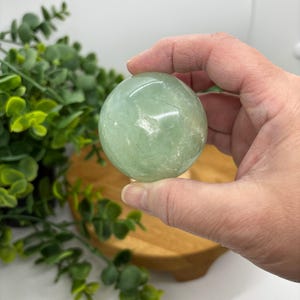 Green Prehnite Crystal Sphere: Libra Zodiac, Earth Element C
