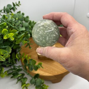 Green Prehnite Crystal Sphere: Libra Zodiac, Earth Element image 6