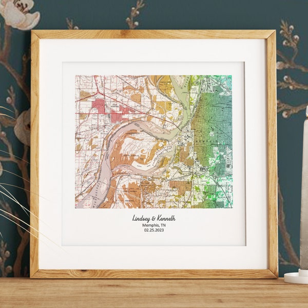 Wedding Gift for Couple that is Unique and Personalized, Map of Where They Got Married, Beautiful Art They Will Love, Custom Wedding Gift