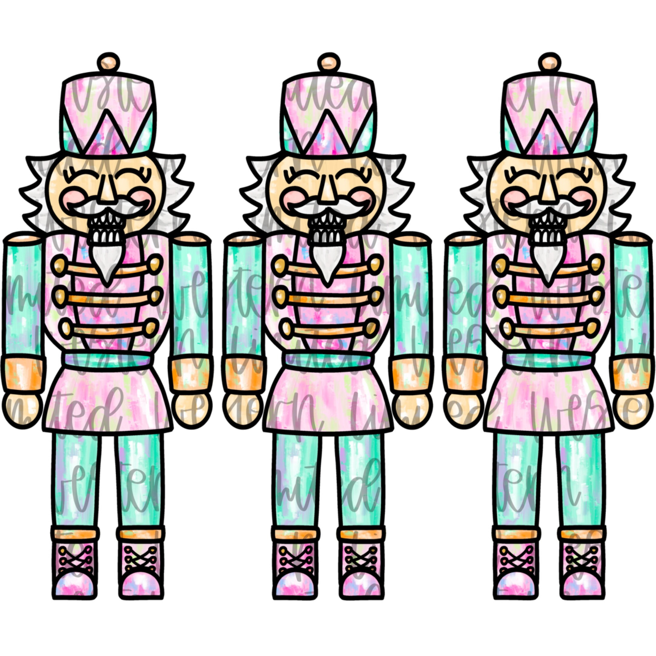 Painted Pastel Nutcracker Set PNG Whimsical Pink Nutcracker Hand Drawn