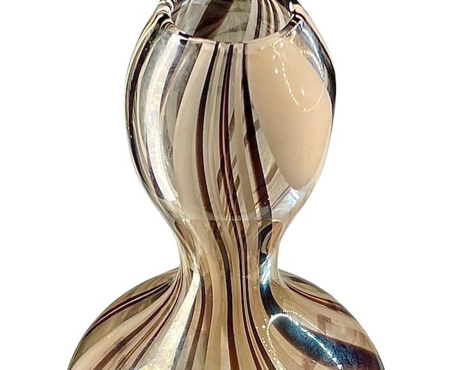 Vintage Murano Huluping Vase - Attributed to Vetreria Barbieri - Swirl Glass - Brown, Tan, Clear - 14"
