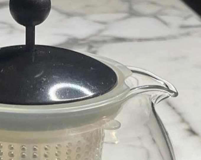 Assam, Glass Tea pot w/Plastic Infuser, by Bodum, circa 1990s