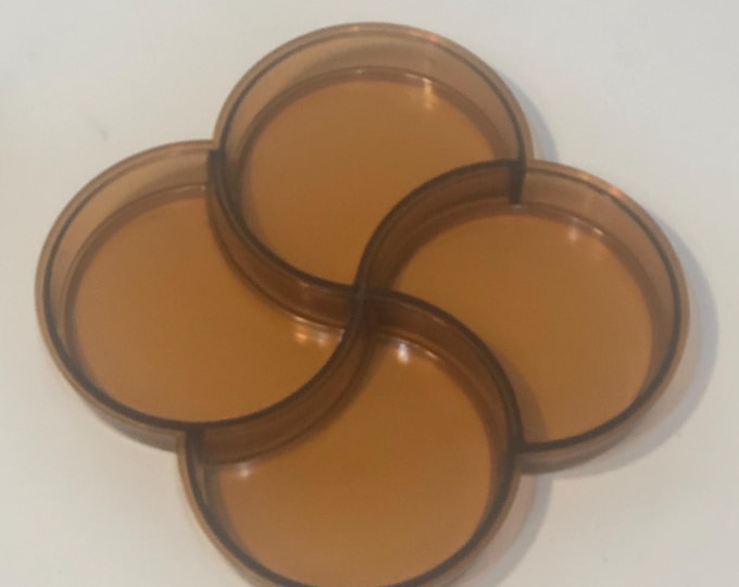 Vintage Dansk Four Leaf Clover Tray - Amber Plastic - Gunnar Cyren Design - 10.75"