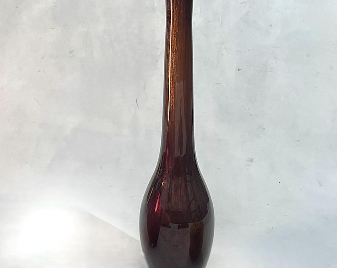 Evans Design Group Hand-Blown Brown & Gold Aventurine Bottle Vase, Circa 1990s