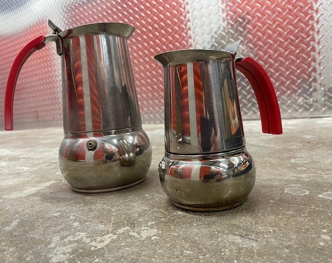 Set of 2 GUIDO BERGNA Stove Top Espresso Maker, Italy, circa 1980s
