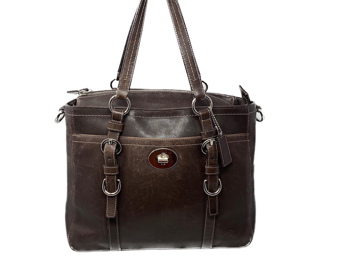 Vintage Coach Chelsea Tote F14015 - Brown Leather with Shoulder Strap