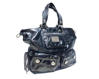 Vintage Coach "Poppy" Shoulder Bag, Y2K, Style Number 13869, Metallic Black and Teal