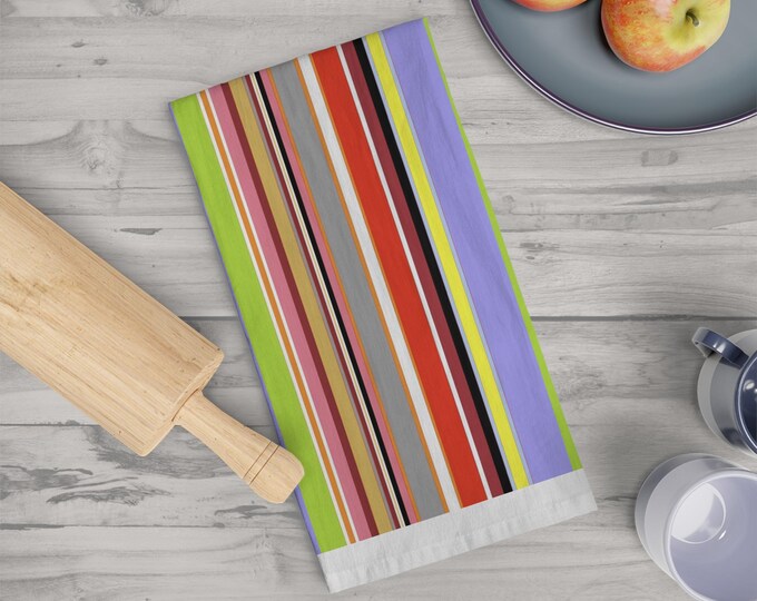 Colorful Striped Cotton Tea Towel: Vibrant Kitchen Decor