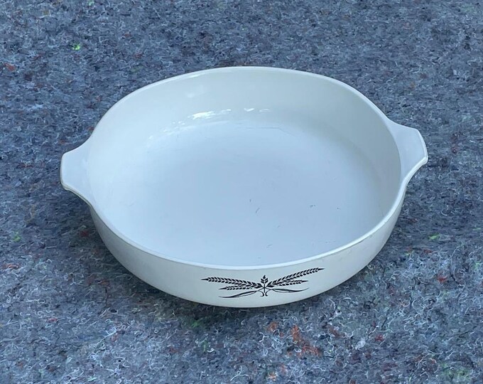 Vintage Anchor Hocking Black Wheat Casserole Dish - 9" Round - Mid-Century Modern - NO LID