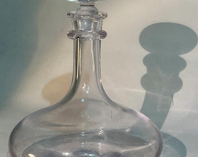 Vintage French Crystal Decanter with Neck Rings | Baccarat Oenologie Style | Heavy Hand-Made Wine Decanter