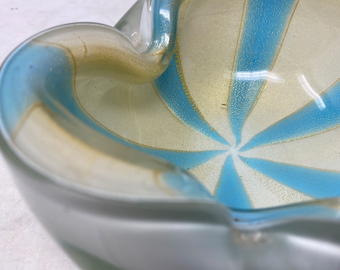 Mid-Century Murano Blue White Gold Flecks Swirl  by Alfredo Barbini